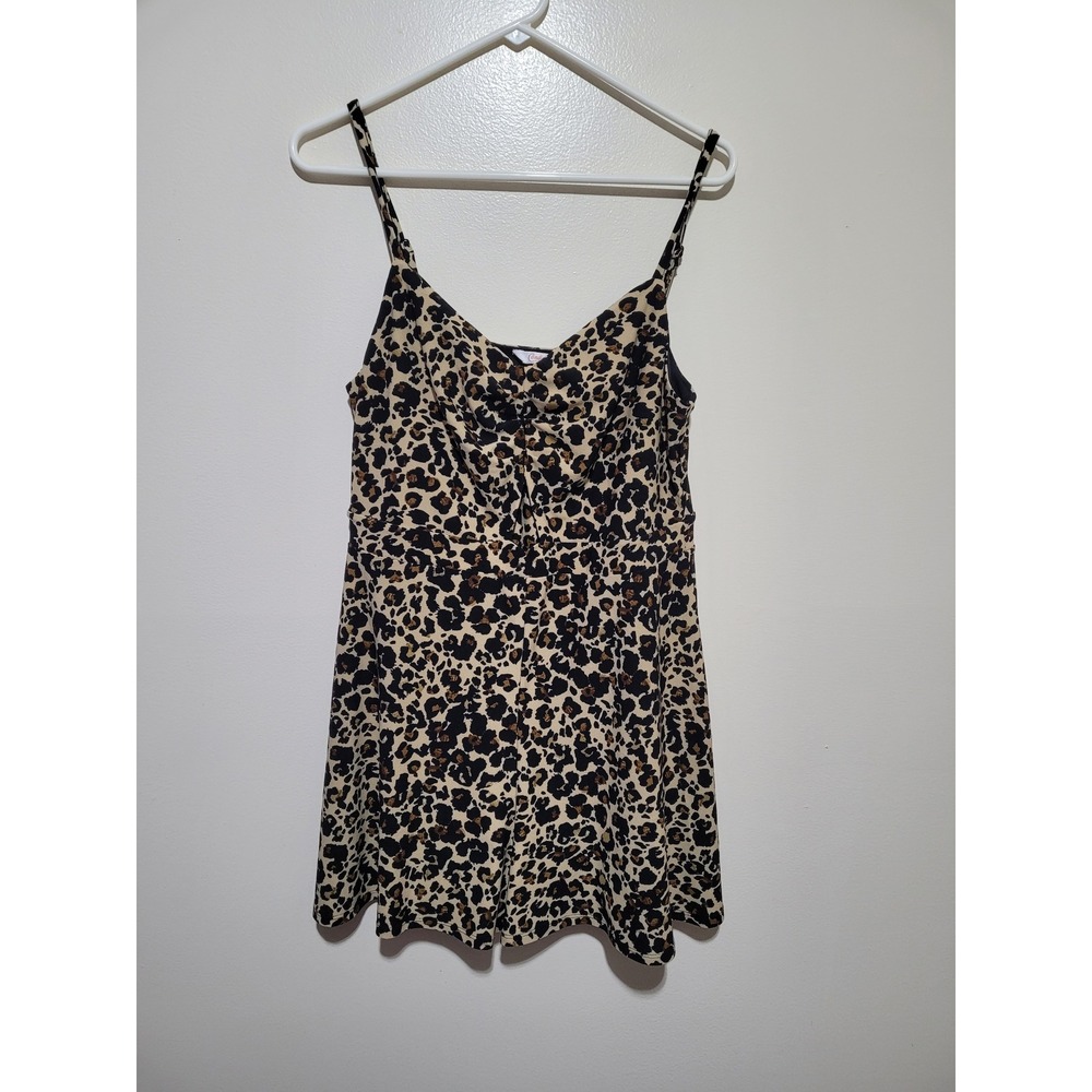 Candie's Leopard Print Romper Womens‎ Large Tan Black  Adjustable Straps